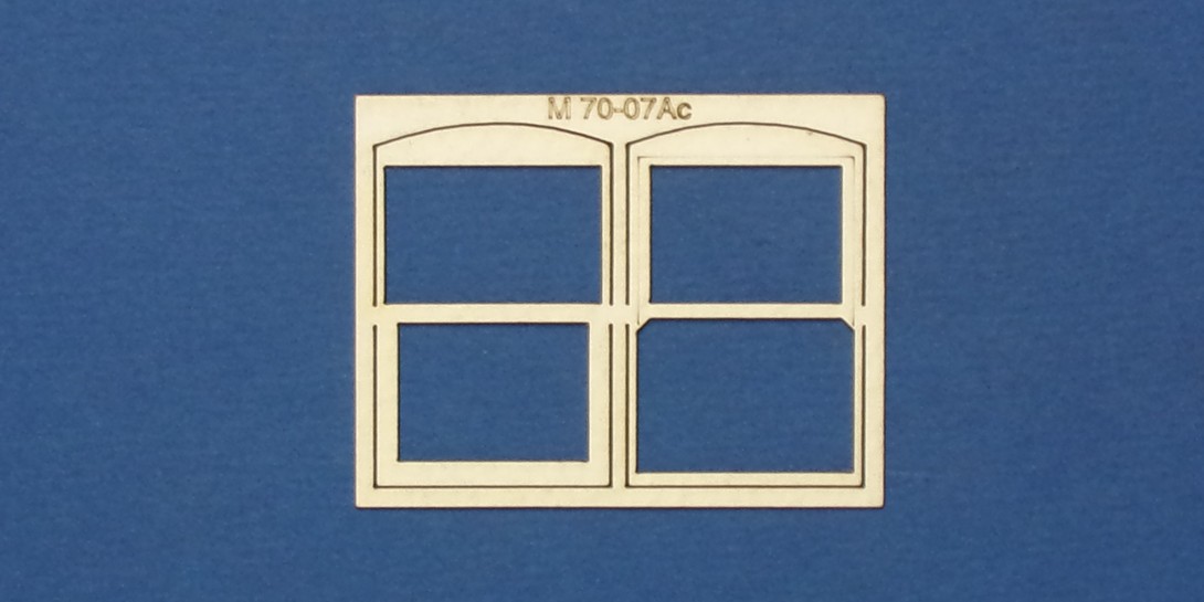M 70-07Ac O gauge residential window with sash type 1 - arched header Residential style window with sash type 1 modified to fit an arched header style window.
